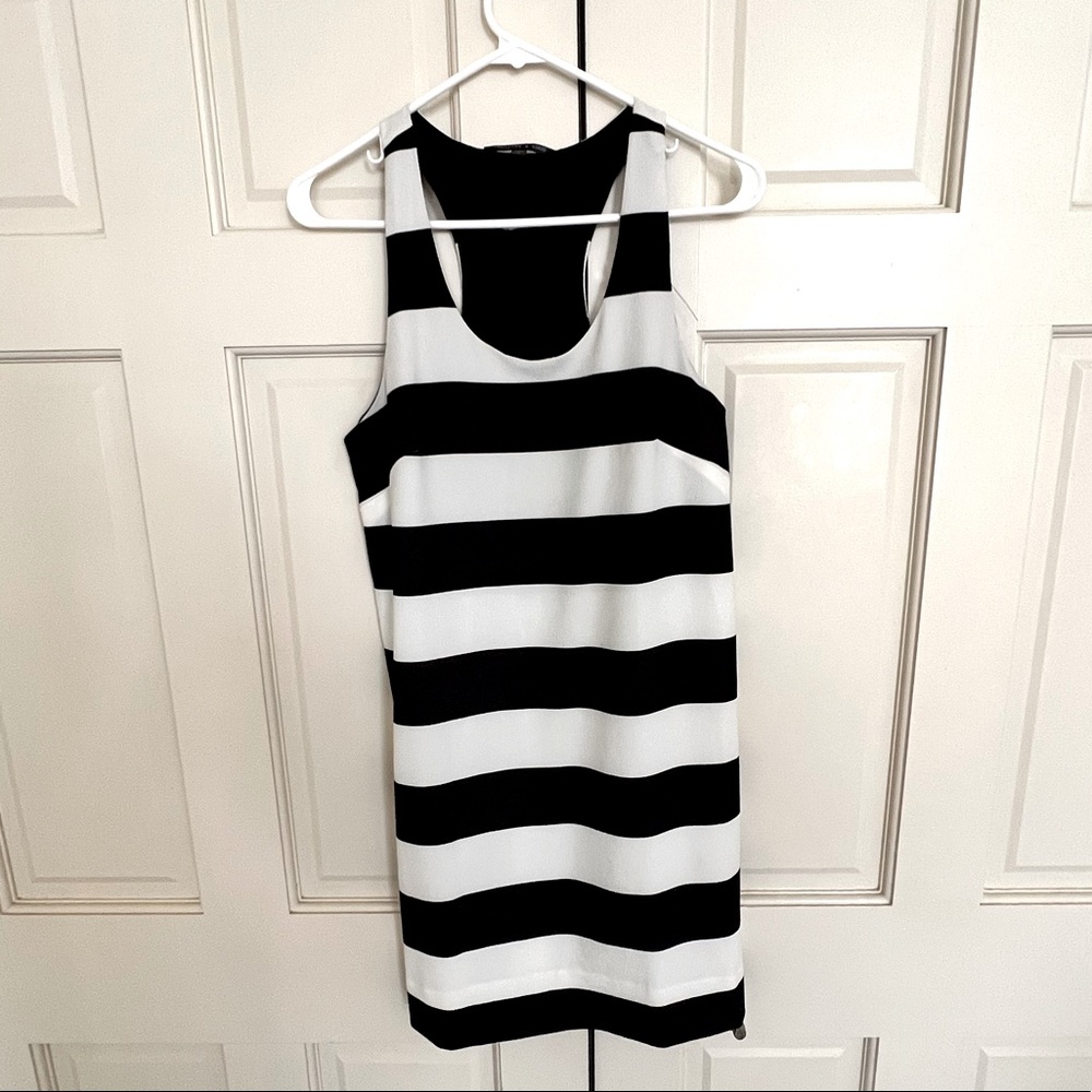 Felicity & Coco Dress - White/Black Striped - S